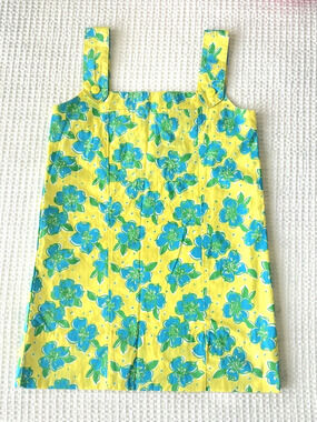 Vintage Lilly Pulitzer Dress Minnie Girls Size 6X Shift Sleeveless Yellow Blue